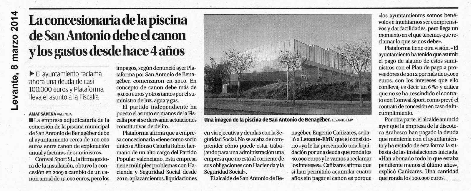 Piscina, Levante 8 marzo 2014